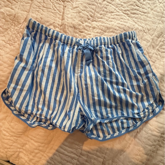 Lake Pajamas Sleep Shorts Light Blue and White Striped XL Cotton Women - Picture 1 of 8